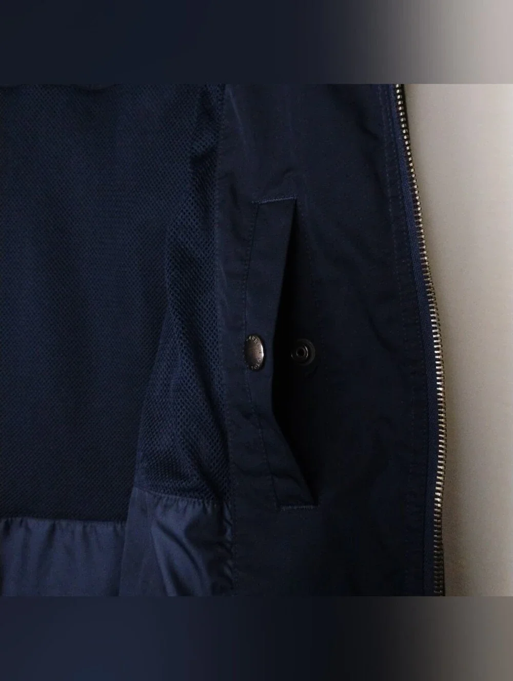 Vintage Mens L Polo Ralph Lauren Navy Hidden Hood Winter Coat Jacket Windbreaker